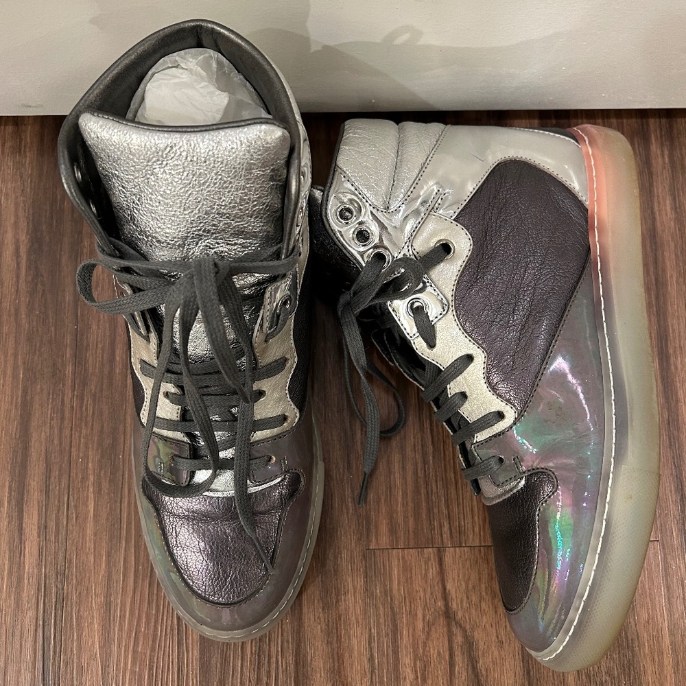 Balenciaga Sneakers Womens Grey Metallic Leather High Top EU 37 / US 7